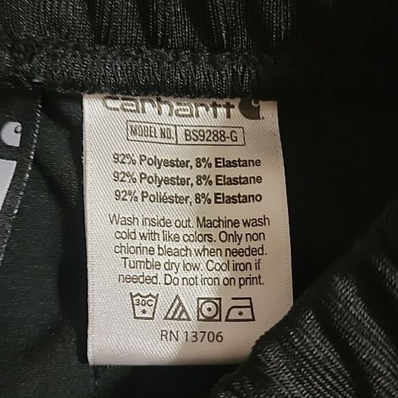 GIRL'S CARHARTT BLACK ACTIVE SHORTS, SIZE 7 - Picture 6 of 9